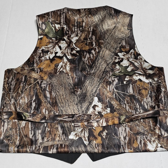 Mossy Oak Break Up Camo Full Back Formal Wedding Vest V Neck Mens Size XL - Picture 2 of 11